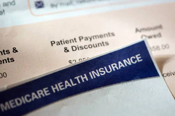 Close up photo of hospital bill with medical insurance